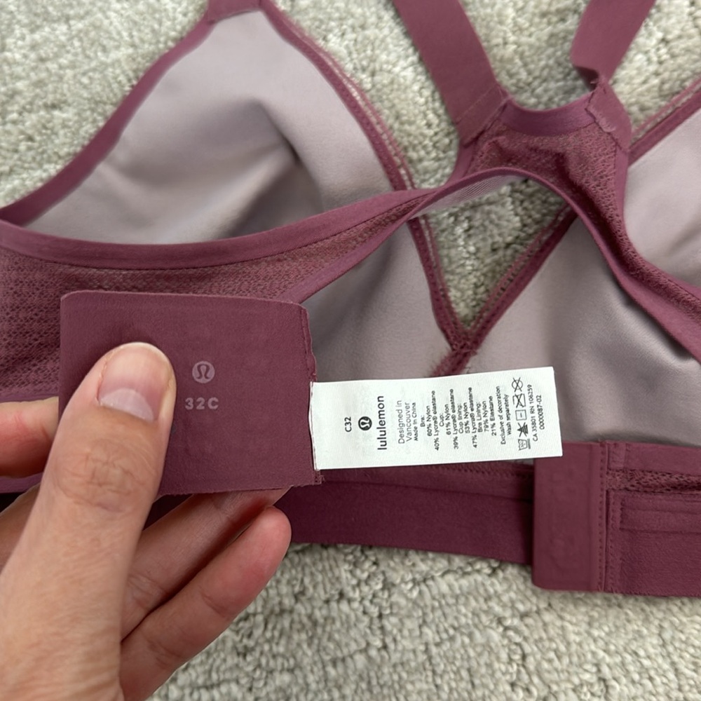 Lululemon Awake to Lace Bra Plumful / Smoky Blush purple Mauve sports bra yoga - Picture 6 of 7